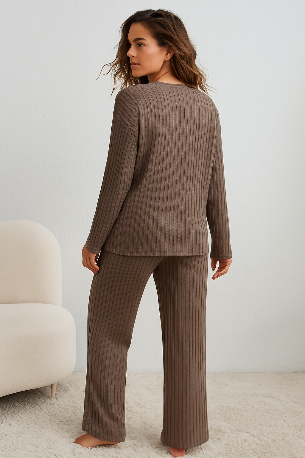 Noelle | V-Neck Ribbed Knit Lounge Set