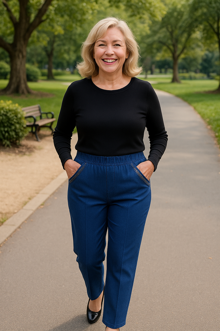 Bianca | Comfort Straight-Leg Pants with Elastic Waist