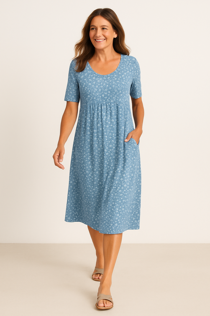 Maribelle | Effortless Floral Midi Dress - Covers upper arms & tummy