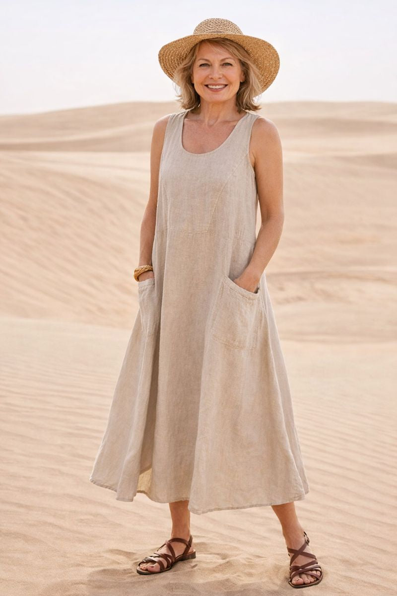 Elara | Effortless Cotton Pocket Dress — Cool, Relaxed & Beautifully Easy (S-5XL)