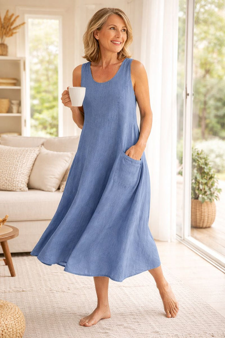 Elara | Effortless Cotton Pocket Dress — Cool, Relaxed & Beautifully Easy (S-5XL)