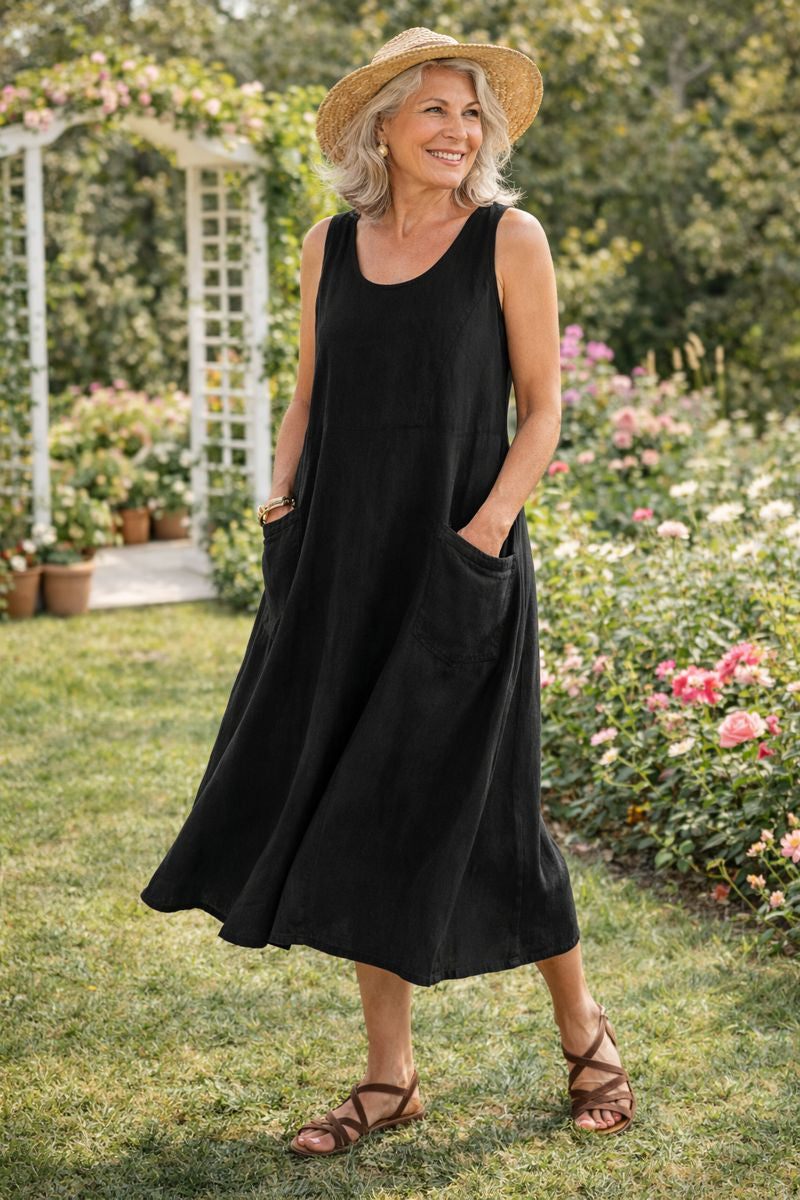 Elara | Effortless Cotton Pocket Dress — Cool, Relaxed & Beautifully Easy (S-5XL)