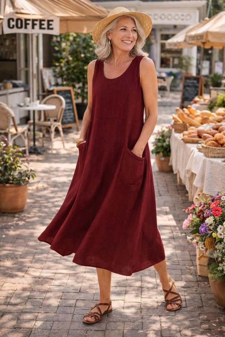Elara | Effortless Cotton Pocket Dress — Cool, Relaxed & Beautifully Easy (S-5XL)