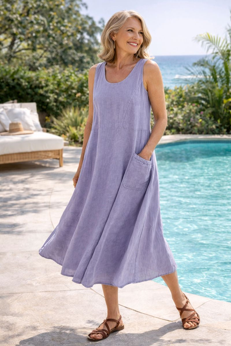 Elara | Effortless Cotton Pocket Dress — Cool, Relaxed & Beautifully Easy (S-5XL)